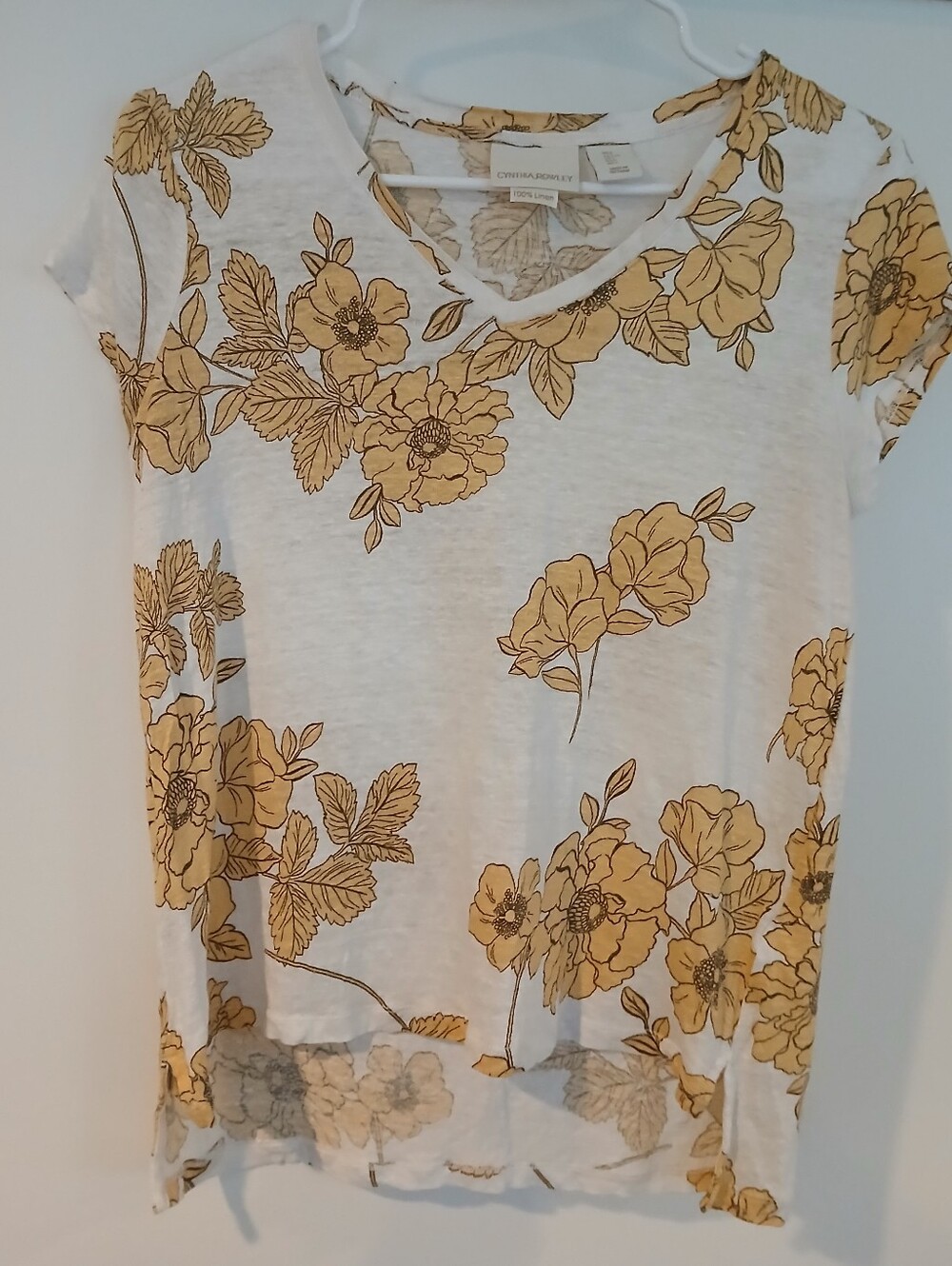 Cynthia Rowley White Tee with Yellow Floral Print